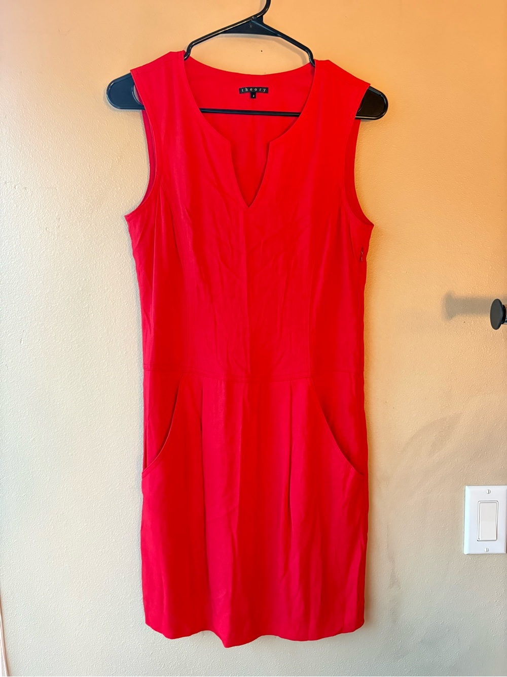 Theory Pink Sleeveless Sheath Dress Office Career Workwear Pockets